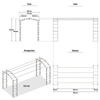 Tonnelle renforcée pour plantes grimpantes Pagode 8,50m2 - L. 4,45 x l. 1,92 x H. 2,28 m