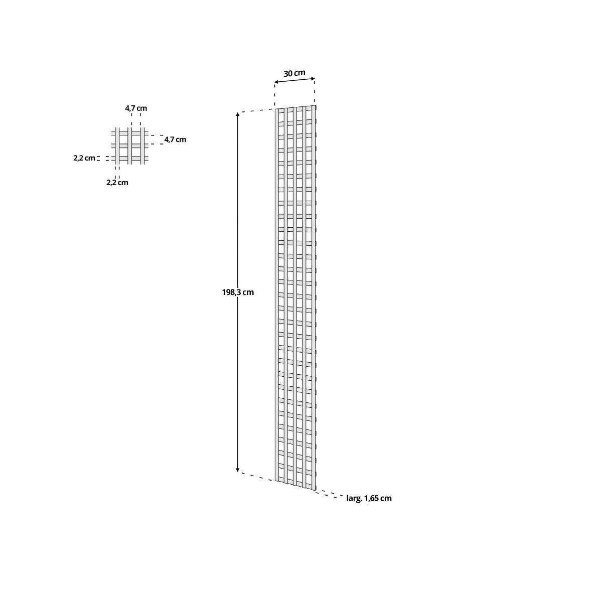 dimensions treillis bois 0 3mx2m carre 47mm