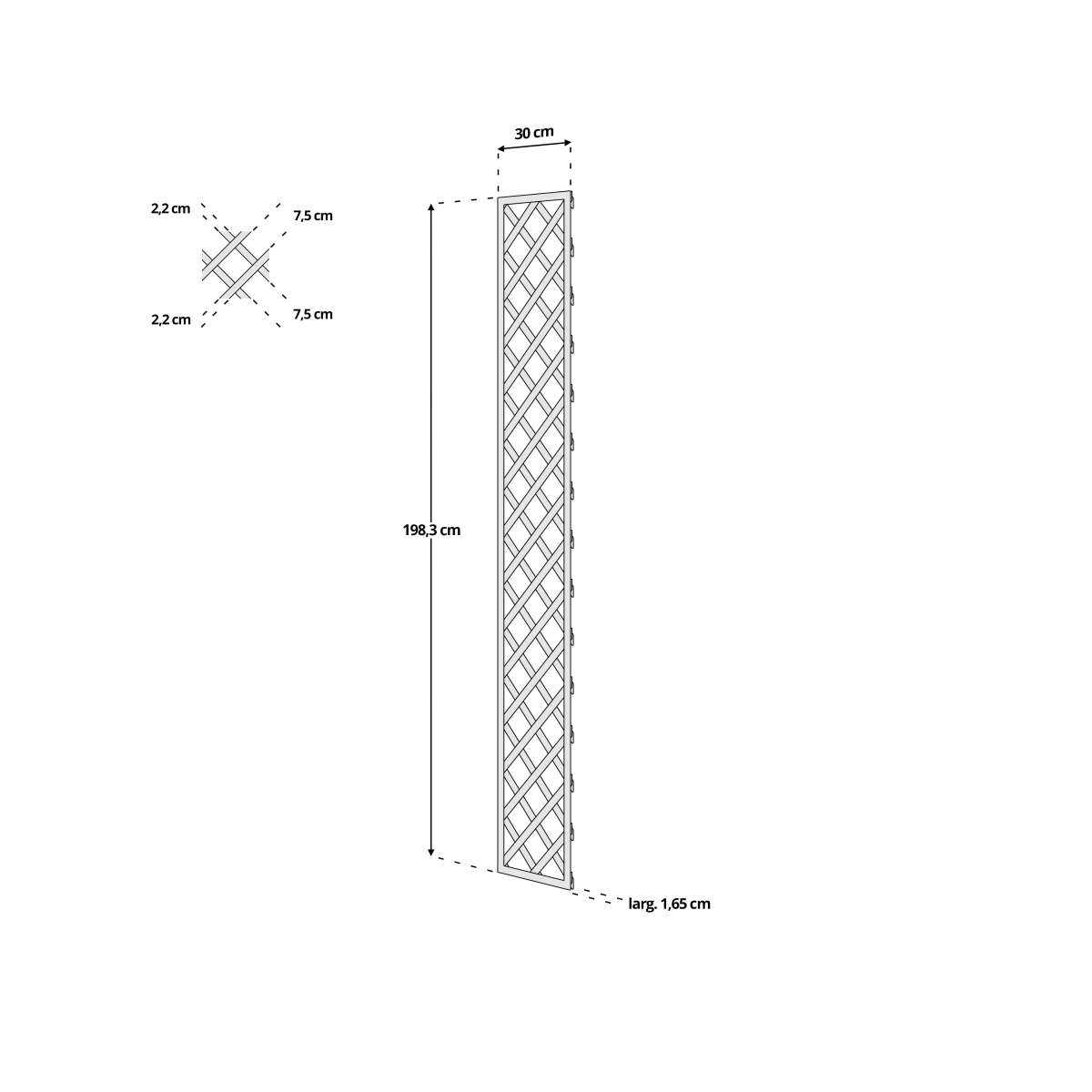 dimensions treillis bois 0 3mx2m losange 75mm