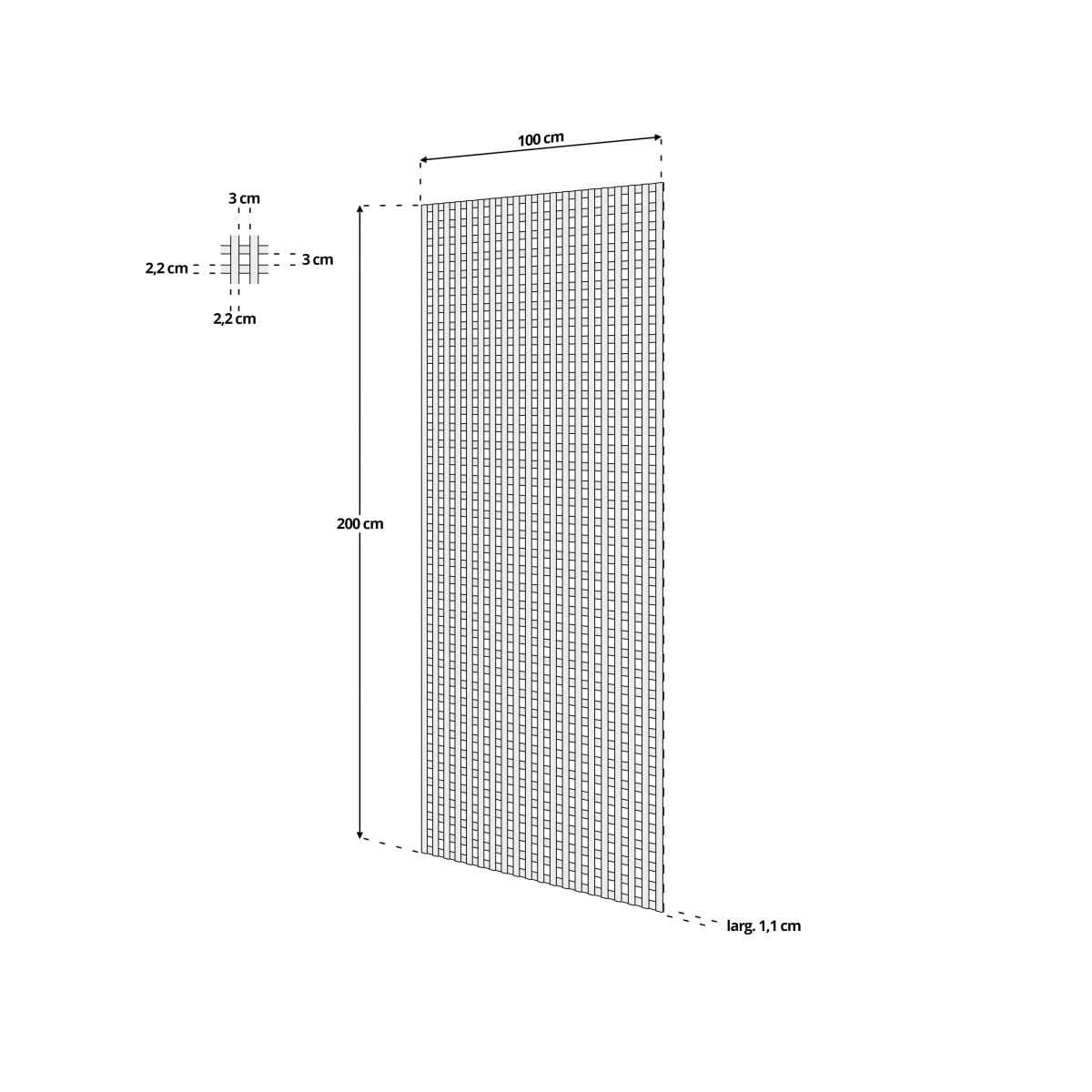 dimensions treillis bois 1mx2m carre 30mm