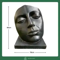 Statue visage femme déco jardin en composite ciment verre - L.70 x H.85cm