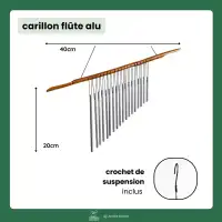 Carillon flûte - aluminium et bois L.40 x H.20 cm