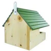 Nichoir pour rouge-gorge en bois, toit vert