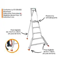 Echelle tripode Mimax+7 sécurisée - H.3,55m - 3 pieds ajustables