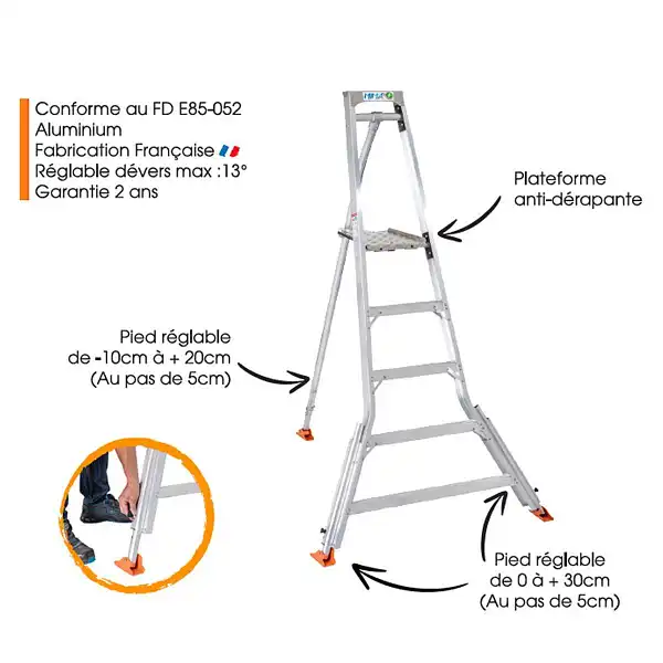 echelle mimax plus trois pieds reglables