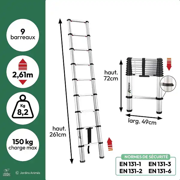 echelle telescopique 9 barreaux caracteristiques