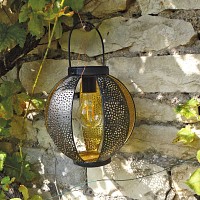 Lanterne extérieure solaire bicolore en métal ajouré