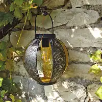 Lanterne extérieure solaire bicolore en métal ajouré