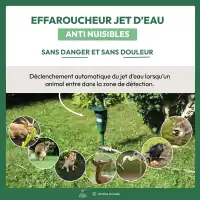 Répulsif animaux à jet d'eau pour massifs et bassins - Détecteur de mouvement anti-chats, oiseaux et hérons