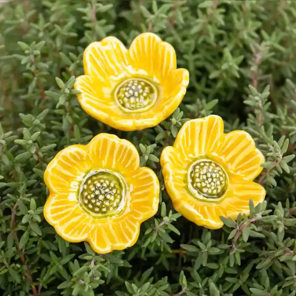 eglantines fleur ceramique jaune