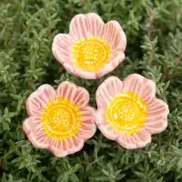 Eglantine rose - Fleur en céramique sur tige à planter