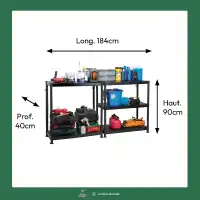 Étagère en plastique solide modulable - 5 tablettes, 50kg par étage L.90 x P.40 x H.184cm