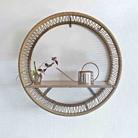 Etagère murale ronde en résine tressée - Extérieur