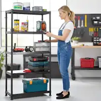 Étagère en plastique solide modulable - 5 tablettes, 50kg par étage L.90 x P.40 x H.184cm