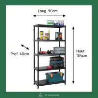 Étagère en plastique solide modulable - 5 tablettes, 50kg par étage L.90 x P.40 x H.184cm