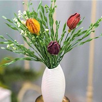 Tulipe rouge - Fleur en céramique sur tige à planter