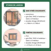 Studio de jardin en bois 15m2 - Bois Douglas 55mm et toiture Bac acier, fabrication française L.5 x l.2,9 x H.2,58m