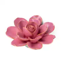 Fleur décorative en céramique artisanale - Gardénia rose D.11,5 x H.5cm