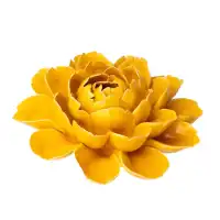 Fleur décorative en céramique artisanale - Chrysanthème jaune D.17 x H.7cm