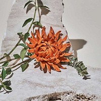 Fleur corail en céramique 9cm - Orange