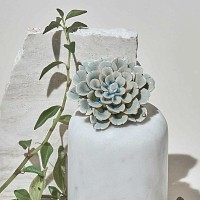 Fleur corail en céramique 7,5cm - Bleu
