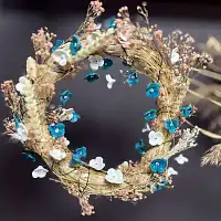 Fleurs de porcelaine sur branche en acier - 45cm