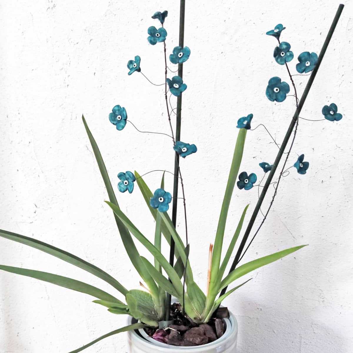 fleurs porcelaine turquoise