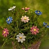 Fleur en céramique sur tige à planter - Petite marguerite bleue ciel