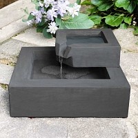 Fontaine de jardin carrée avec cascade anthracite L.50 x l.50 x H.30 cm