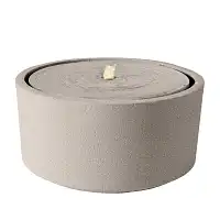 Fontaine de jardin ronde avec LED en plastique recyclé effet pierre brute - Sable ou anthracite - D.49 x H.25 cm