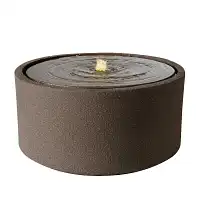Fontaine de jardin ronde avec LED en plastique recyclé effet pierre brute - Sable ou anthracite - D.49 x H.25 cm