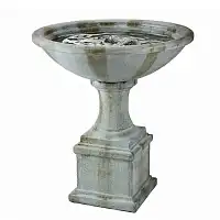 Fontaine de jardin sur pied effet pierre vieillie, marbrures cuivrées - D.74 x H.78cm