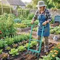 Fourche bêche Guerilu 5 dents, poignées démontables - Biofourche en acier galvanisé - Vert