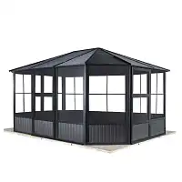 Pavillon de jardin Charleston 14,7m2 - Aluminium et acier galvanisé 3,8x3,8m