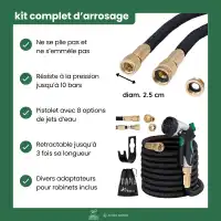 Tuyau d'arrosage extensible premium avec pistolet - L.30m x D.2.5cm