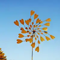 Éolienne de jardin en fer rouillé D.74 x H.140 cm - Coeurs  Éolienne de jardin en fer rouillé D.74 x H.140 cm - Coeurs