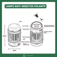Lampe anti-moustiques et anti-mouches UV portable et rechargeable
