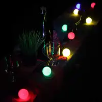 Guirlande multicolore - 10 ampoules - recharge solaire et USB - L. 4.5 m