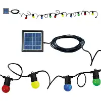 Guirlande multicolore - 10 ampoules - recharge solaire et USB - L. 4.5 m