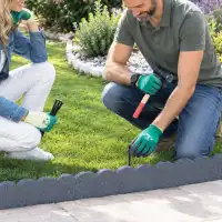Bordure de jardin flexible dentelée en caoutchouc recyclé, Gris - L.120 x l.5 x H.10cm