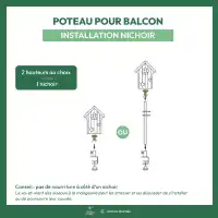 Poteau de balcon pour fixation mangeoire ou nichoir oiseaux - 6 positions possibles
