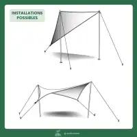Mât pour voile d'ombrage en acier H.2,40m avec embase inclinée à visser ou pointe pour pelouse