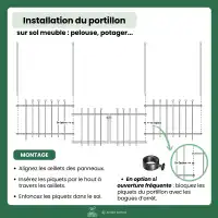 Portillon pour clôture décorative PRATIC en métal noir - L.123 x H.85cm