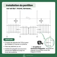 Portillon pour clôture décorative PRATIC en métal noir - L.123 x H.85cm