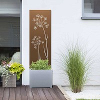 Bac jardinière avec panneau décoratif en acier galvanisé