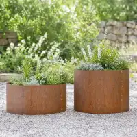 Jardinière ronde - Bac potager en acier corten D.93cm