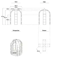 Kiosque Gloriette en fer 4 pieds Arcade renforcé - D.188 x H.231 cm - 2,80m2
