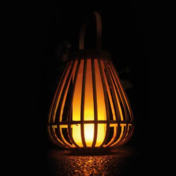 lampe solaire bambou flamme