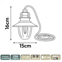 Lampe suspendue d'extérieur - Batterie rechageable USB - H. 16 cm