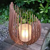 Lanterne en métal rouillé - rayures verticales - D.30,5 x H.40,5 cm